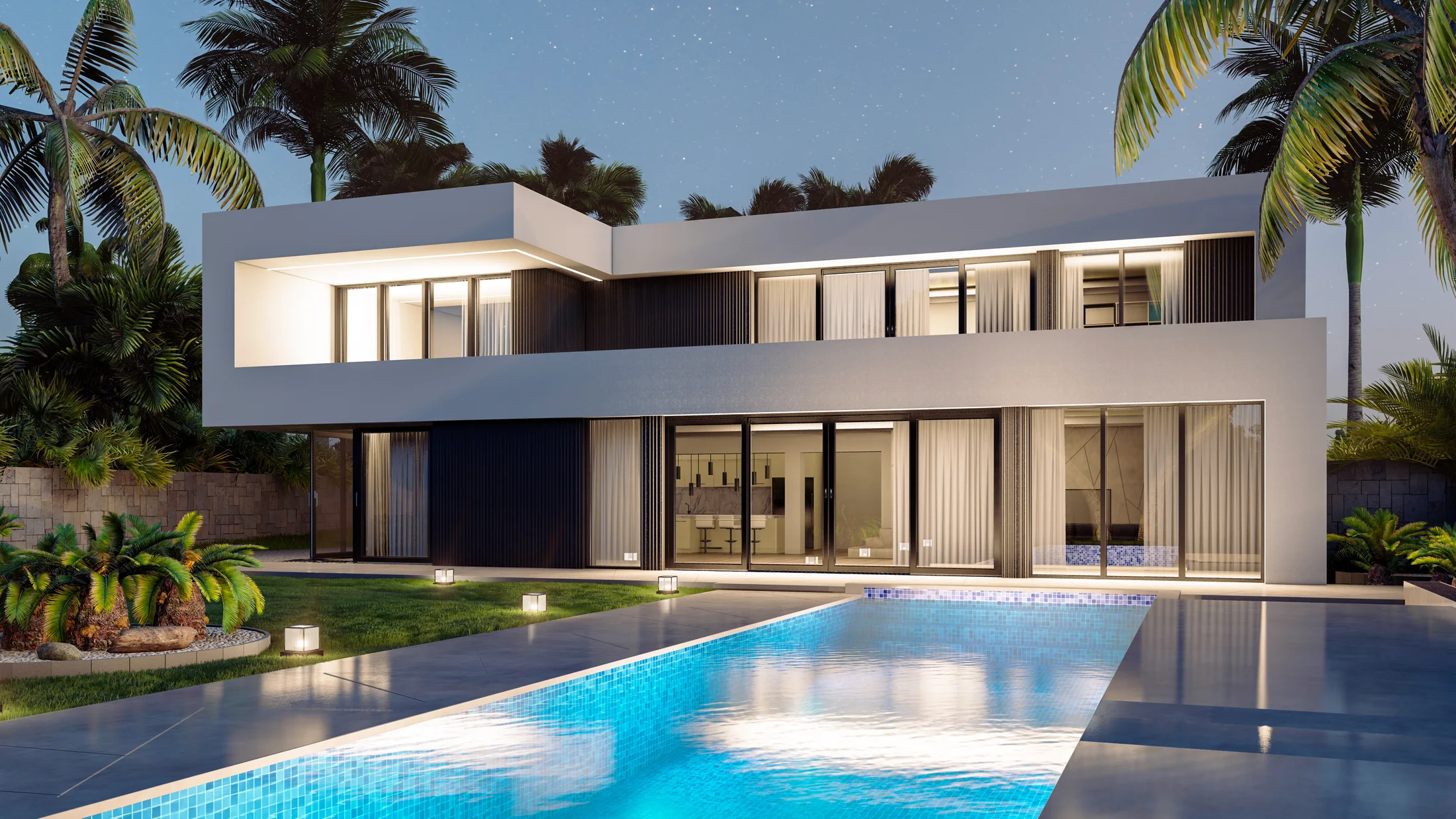 Architektur-Inspiration von Drutex: moderne Villa mit großen Glasflächen